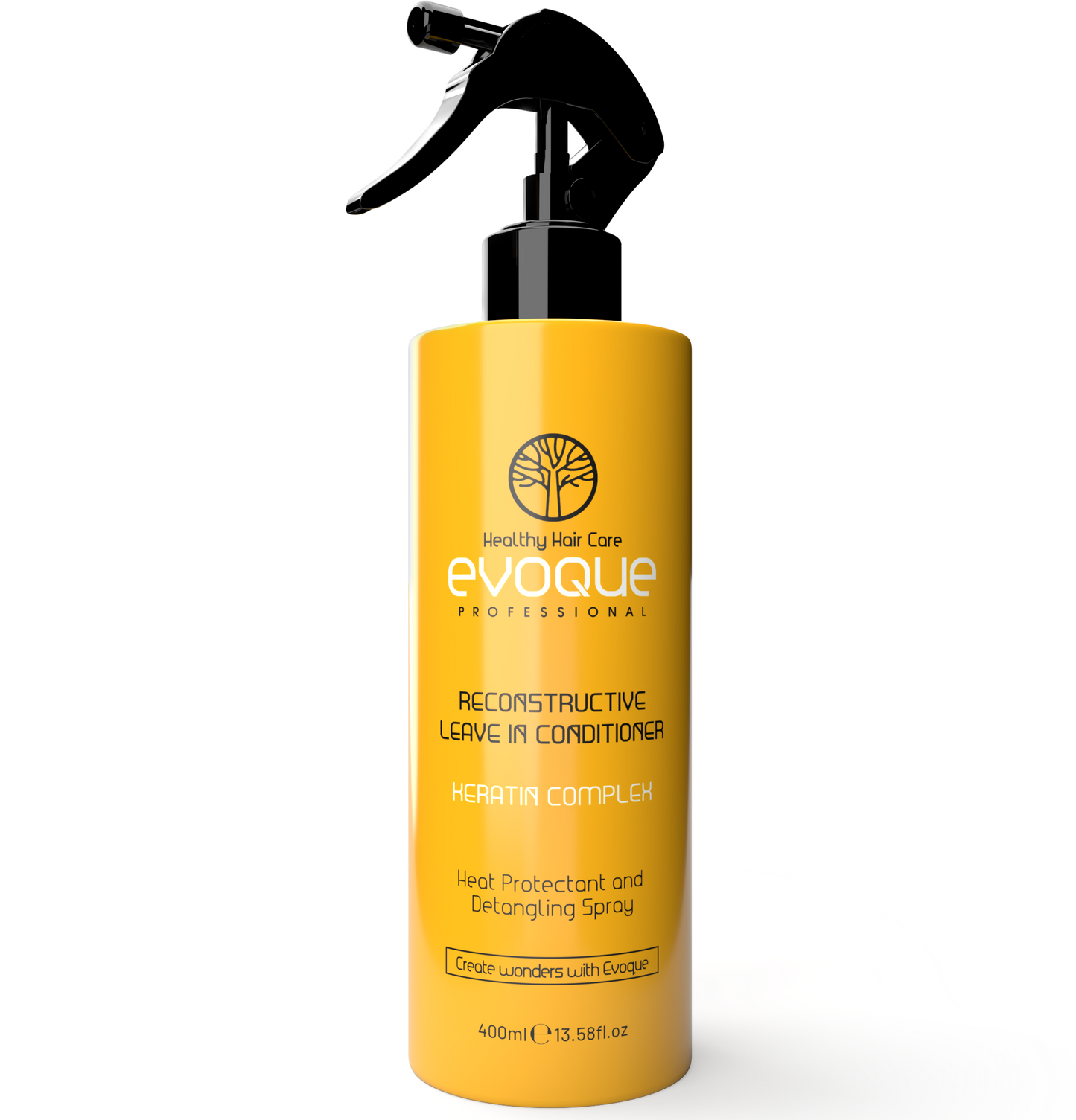 Yellow bottle of Evoque Reconstructive Leave In Conditioner